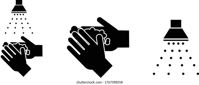 wash your hands hygiene vector icon set 