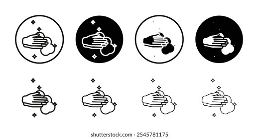 Wash your hands icon flat line symbol set.