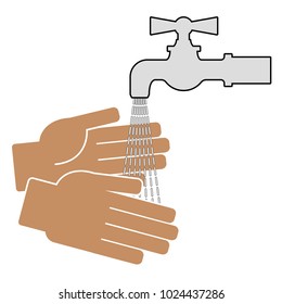 Wash your hands. Icon on white background. Vector illustration