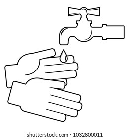 Wash your hands. Icon on white background. Vector illustration