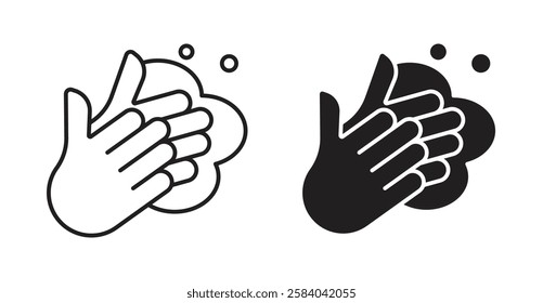 Wash your hands icon set in thin line. vector illustrations for web