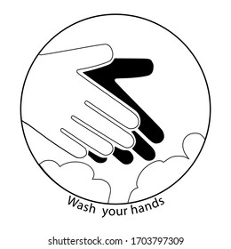 Wash your hands icon. Template isolated on white background. Black and white colour. Vector EPS10
