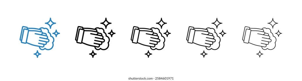 Wash your hands icons in five different stroke sizes