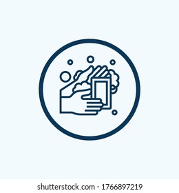 Wash your hands line icon, vector pictogram of personal hygiene. Disease prevention, hand disinfection illustration, sign for public restroom warning poster
