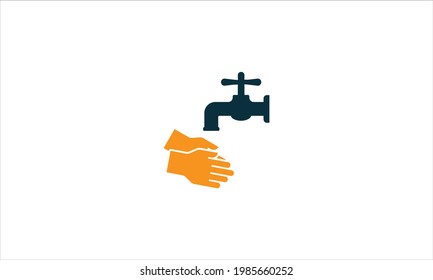 Wash Your Hands Line Icon  Or Hands Washing With Water Outline Vector Icon Or  Coronavirus Prevention Symbol, Logo
