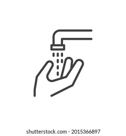 Wash your hands line icon. linear style sign for mobile concept and web design. Hands washing outline vector icon. Symbol, logo illustration. Vector graphics
