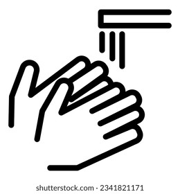 Wash your hands line icon, coronavirus prevention concept, Washing hand under tap sign on white background, clean hands to prevent covid-19 in outline for mobile. Vector graphics.