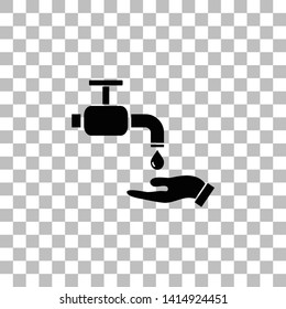 Wash your hands mandatory. Black flat icon on a transparent background. Pictogram for your project