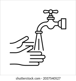 Wash your hands mandatory icon flat. Vector illustration on white background. color editable