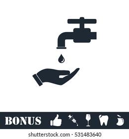 Wash your hands mandatory icon flat. Vector illustration symbol and bonus pictogram