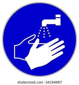 Wash your hands mandatory sign, hands must be washed, vector illustration.