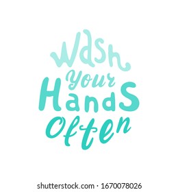 wash your hands often. drop-shaped lettering vector hand drawn illustration