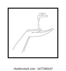 Wash your hands often soapy water. Clean hands icon. Symbol of safety for health and protection against coronavirus. For banner, flyer, warning, etc. Design element. Vector illustration.