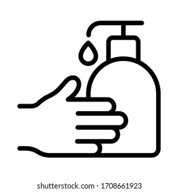 Wash your hands outline vector icon. Covid-19 coronavirus prevention. Hand and sanitizer or soap icon