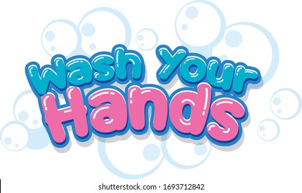 Wash your hands poster design with words on white background illustration