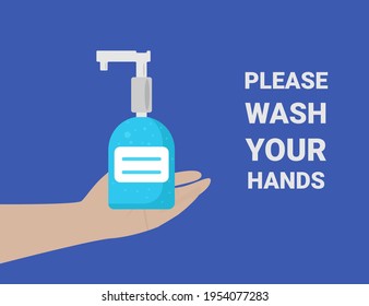 Wash your hands poster for medical design vector illustration. Hand hygiene.