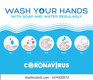 Wash your Hands to protect yourself. Corona Virus 2020. Wuhan virus disease,  virus infections prevention methods infographics. Infographic, Logo, symbol & how to prevent.