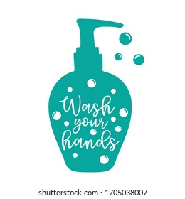 Wash Your Hands Quote Vector Illustration. Quarantine Vector Design.