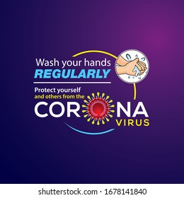 Wash your hands regularly protect your self and others from the Corona-virus, Slogan, poster/logo design