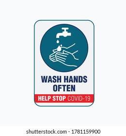 Wash Your Hands Sign. Stop Covid 19 Sign.