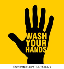 Wash Your Hands Sign. Vector Image.