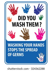 Wash Your Hands Signs for Kids (washing your hands stops the spread of germs)