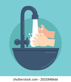 wash your hands  in sink concept covid-19 