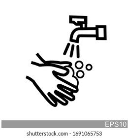 Wash your hands with soap icon on white background.vector illustration