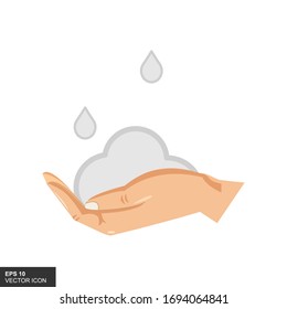 Wash your hands with soap icon in a flat style. Vector illustration.