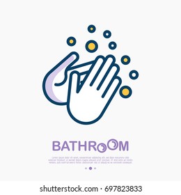 Wash Your Hands With Soap Thin Line Icon. Vector Illustration Of Disinfection And Hygiene For Health.