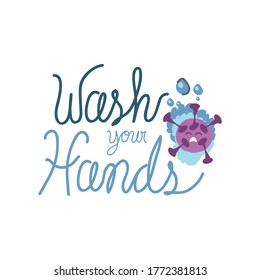 wash your hands, hands wash with soap vector illustration design