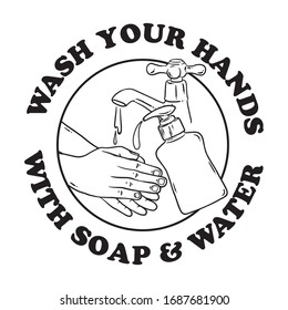 Wash your hands with soap and water. Vector illustration about proper hygiene to prevent virus infection eg corona virus.