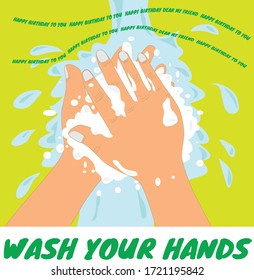 Wash Your Hands Song, Happy Birthday 2 Times, Wash Your Hands In 20 Seconds, Happy Birthday To You, Hand Sanitize, Hand Hygiene Clean Your Hands Campaign