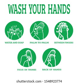 Wash your hands vector icon set