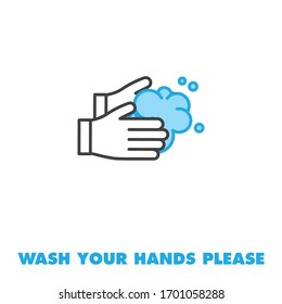 Wash your hands vector icon. Vector line art illustration.