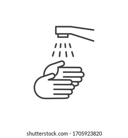 Wash your hands vector icon. Vector line art illustration.