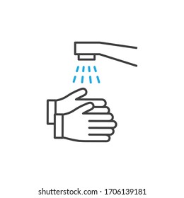 Wash your hands vector icon. Vector line art illustration.