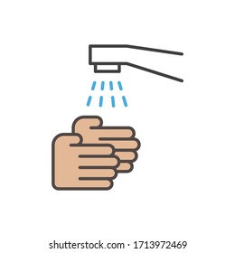 Lávese el icono del vector de las manos. Ilustración de arte de línea. Prevención del coronavirus.