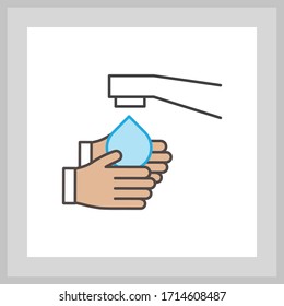 Wash your hands vector icon. Line art illustration. Coronavirus prevention.