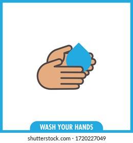 Wash your hands vector icon. Line art illustration. Coronavirus prevention.