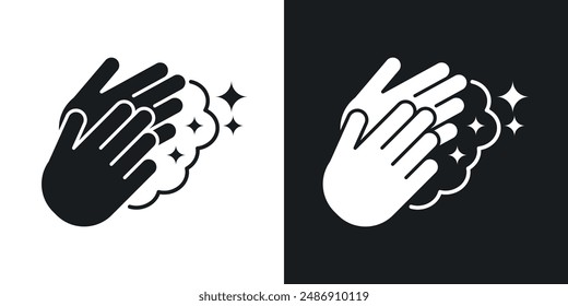 Wash your hands vector icon set in solid black and white color