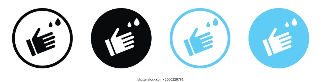 Wash your hands vector icons in black and blue colors