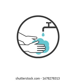 Wash your hands, vector illustration icon, health care, Stock vector illustration isolated on white background