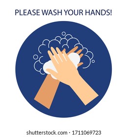 Wash your hands vector illustration. Can be used as print, postcard, sticker, poster magazine or web illustration and so on.