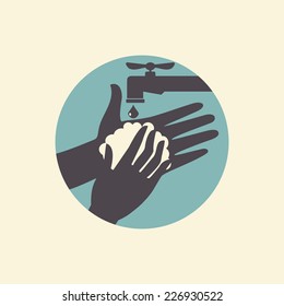 Wash Your Hands, Vector Illustration Icon, Health Care