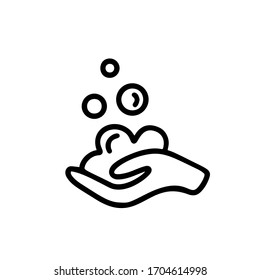 Wash your hands vector monoline logo icon. Coronavirus Covid-19, quarantine motivational sign for poster, banner web. Personal hygiene and disinfection notice.