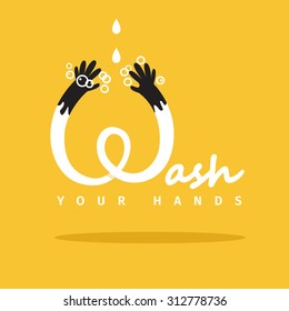 Wash Your Hands Vector Poster