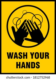 Wash Your Hands Vertical Instruction Icon With An Aspect Ratio Of 3:4. Vector Image.