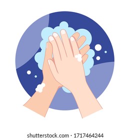 Wash your hands. Hands washing in flat design. 