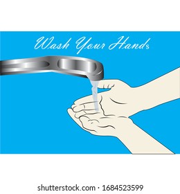 wash your hands-blue background .illustration vector